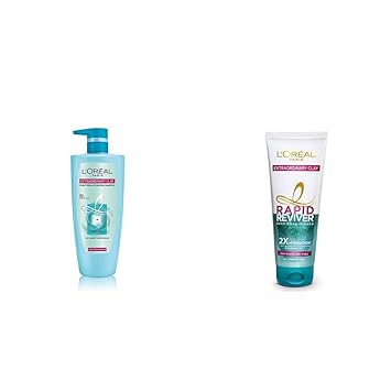 LOreal Paris Extraordinary Clay Shampoo, 704 ml (640 ml + 64 ml) & LOreal Paris Rapid Reviver Extraordinary Clay Deep Conditioner, 180ml