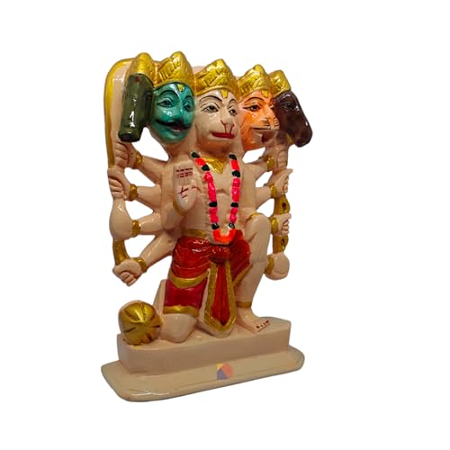 Image of Hanuman murti - Hanuman Idol for Home Decor & Office - Panchmukhi Hanuman - (22 cm) (Skin Color)