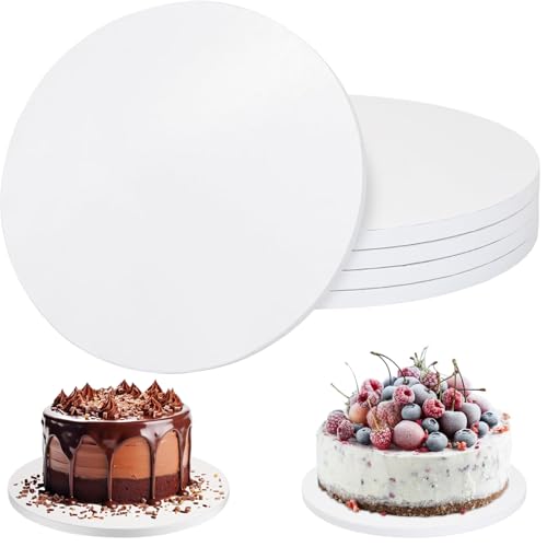 5 Piezas Cake Drum, Cake Board Reutilizables 30 cm × 12 mm, Bases Redondas Cartón Corrugado, Base Redonda para Tarta y Postres, Porta Tartas Redondo para Bodas, Cumpleaños y Fiestas (Blanco)