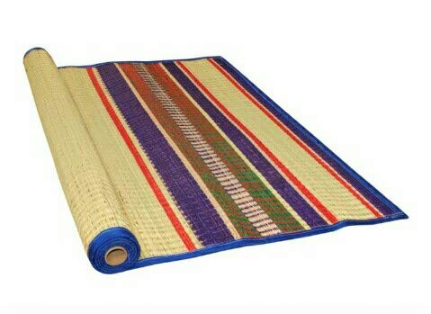 FUTURE WORLD Korai Grass G1 Ivory Floor Mat, 6 X 4 Feet Double Korai waving (Blue)