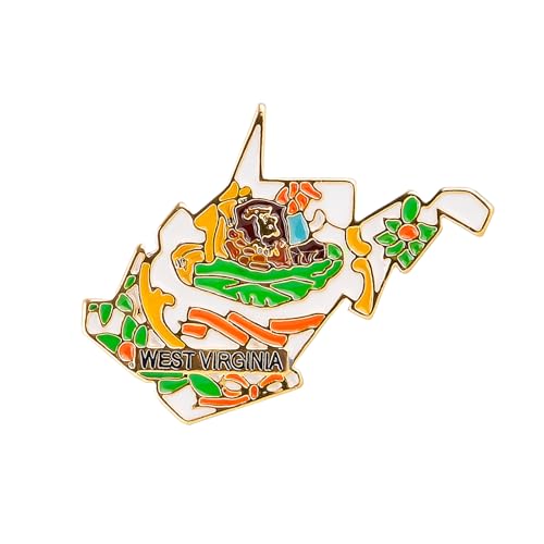 Image of State Shaped Map Lapel Metal Pin Enamel Brooch Keepsake Beautifully Designed for Backpack Hat