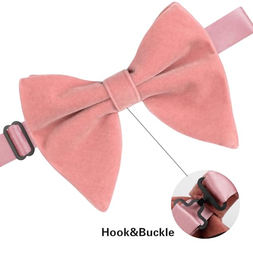 Image of Alizeal Velvet Pre-tied Adjustable Bow Tie for Men Oversize Formal Solid Tuxedo Bowtie