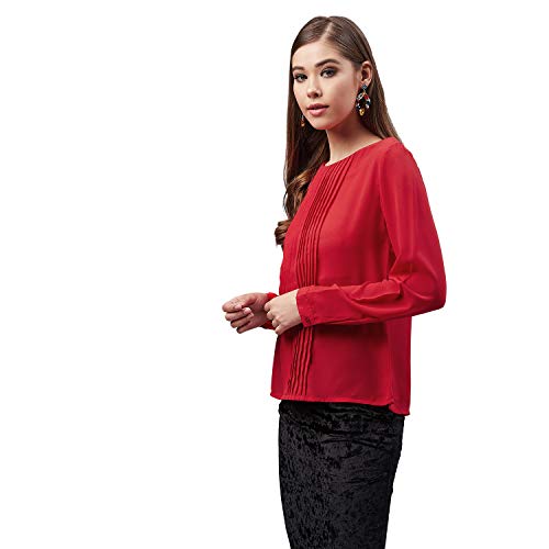 Image of Carlton London Women's Solid Regular Fit Blouse