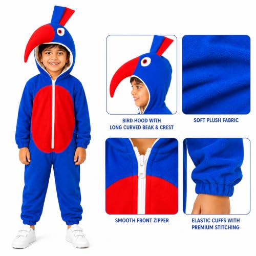 Image of Raj Costume Animal Fancy Dress Costume for Boys & Girls | Hooded Full Body Wildlife Zoo Animal Jumpsuit | Soft Costume for School Function, Fancy Dress, Halloween, Birthday, Cosplay & Role Play