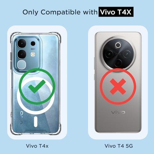 Image of Pikkme Back Cover for Vivo T4x 5G / iQoo Z10x 5G / Vivo Y31 Pro 5G Mag-Safe Shockproof PC + TPU Protective Case Magnetic Support Bumper Case (Transparent Mag-Safe)