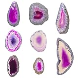 WRITWAA Ágata Natural Agujero Pequeño 20x50 Mm, 8 Piezas de Colgantes Irregulares para Manualidades, Dijes Decorativos para Collar y Bisutería Diy, Accesorios Artesanales de Colores