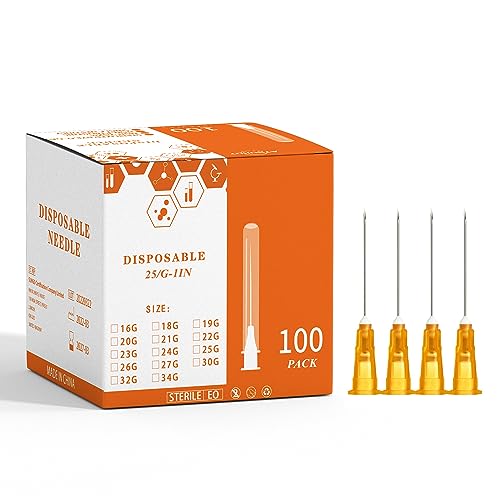 Disposable Luer Lock, Stainless Steel 100Pack (25G-1IN)