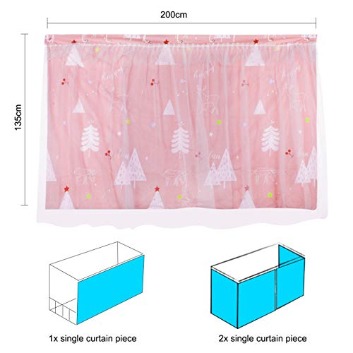 Bettvorhang Hochbett Etagenbett Betthimmel Schlafsaal Studentenwohnheim Bettzelt Bettumrandung mit Organza Privatsphäre Verdunkelung Vorhang Kinderzimmer Kinderbett Spielzelt Schlafzelt 2 x 1.35 m