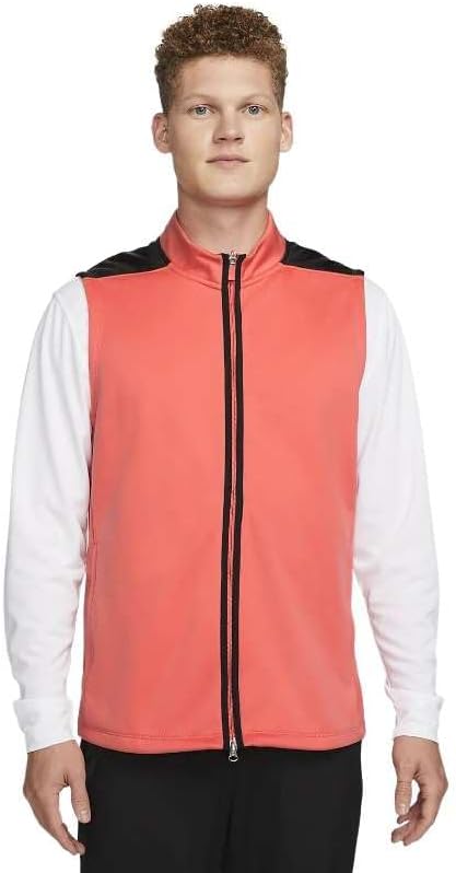 Nike Men's Therma-FIT Victory 1/2-Zip Golf Gilet Vest M Coral/Black