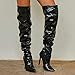 Uniquelly Womens Patent Leather Thigh High Boots Stiletto Heeled Pointed Toe Slouchy Over The Knee Side Zipper Party Fashion Winter Shoes (Black,US7.5)