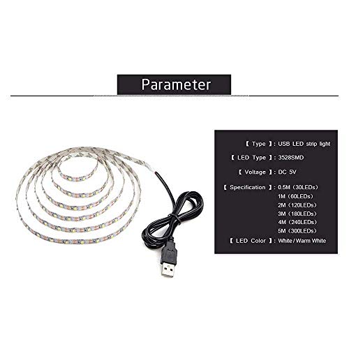 Tira LED USB 2M 5V Blanco Cálido para Decoración miniatura 3