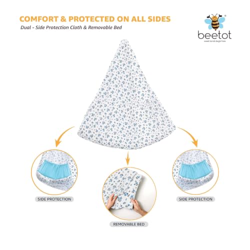 Image of Premium Swing Cradle Set | Hanging Swing Cradle, Removable 5-Layer Padded Bed & Mosquito Net | Up to 15 kg | Floral Blue