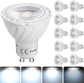 DEWENWILS 10 Pack Dimmable GU10 LED Bulbs, Cool White 6000K, 5W(50W Equivalent), 38° Beam Angle LED Spot Lights for Ceiling, 350LM Energy Saving Light Bulbs, CRI 80+, LED Lights for Bedroom