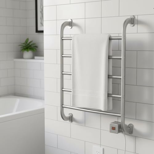 Warmrails Regent Towel Warmer - Wall Mounted Towel Warmer Rack for Drying Towels and Garments - 25.5-Inch Nickel Finish Frame with 5 Bars - Model HSRS by Warmrails - Used condition - Image 2
