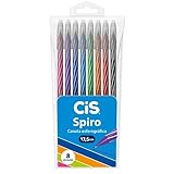 Caneta esferográfica 0.7mm Spiro com 8 unidades Cis