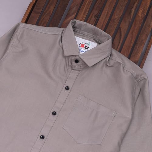 Image of Vikita Enterprise Kid Boy's Cotton Solid Shirt with Spread Collar Neck Full Sleeves Button Closure Curved Length and One Pocket | Shirt For Kids Boys