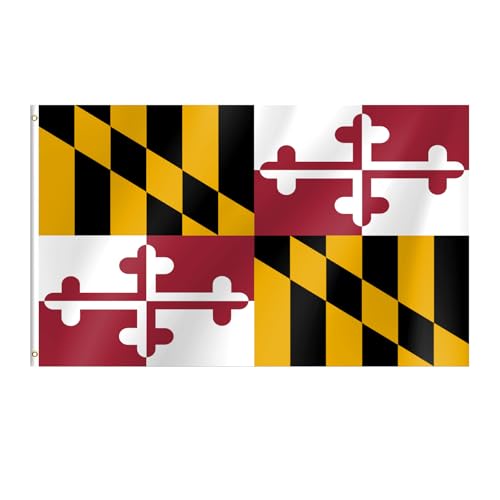 Maryland Flag 3x5 Maryland MD State Flags with Brass Grommets Ideal for Party Parades Sports Events Outdoor Decorations