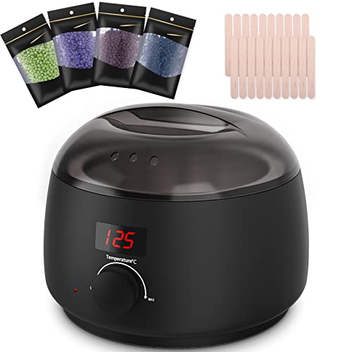 Chauffe Cire Epilation Kit Epilation Cire 100W Machine à Cire Électronique 500ml avec Contrôle de la températur Convient pour l'Épilation des Bras, des Jambes et des Aisselles, Épilateur Bikini Cover