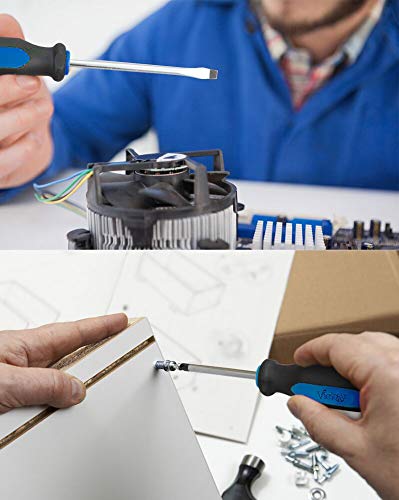 Blue Magnetic Screwdriver Set,6 Pieces Slotted and Phillips Screwdriver with Ergonomic Comfortable Non-Skid Handle,Permanent Magnetic Tips,Rust Resistant Heavy Duty Craftsman Toolkit