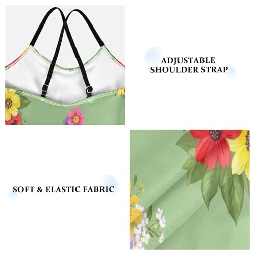 Toddler Girl Swimsuit, Summer Beach Apparel 3-10 Y, Bouquets Wildflowers Red3