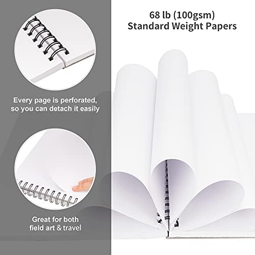 FIXSMITH 9"X12" Sketch Book, 100 Sheets (68 lb/100gsm) Sketchbook, Spiral Bound Art Supplies Drawing Pad, Durable Acid Free Drawing Paper, Ideal for Kids & Adults, Bright White - 3
