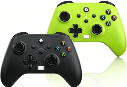 Xexvyrin Wireless Controller for X-box One, X-box Series X/S, PC, Switch, iOS, Android, Gaming Controller with TURBO, Macro Function, 6-Axis Gyro, 3.5mm Audio Jack, 2.4GHz Adapter-（Black and green）