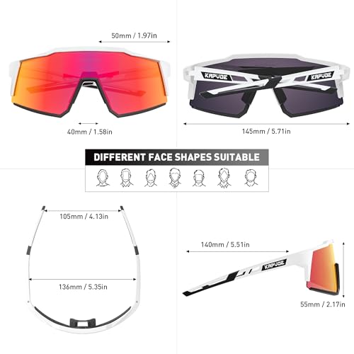 Foto von KAPVOE Polarisiert Fahrradbrille mit 4 wechselgläser TR90 Rahmen für Herren Damen Sport Radfahren MTB Sportsonnenbrille Radbrille Sportbrille Fahren Angeln Baseball Laufen Grün Schwarz K9022