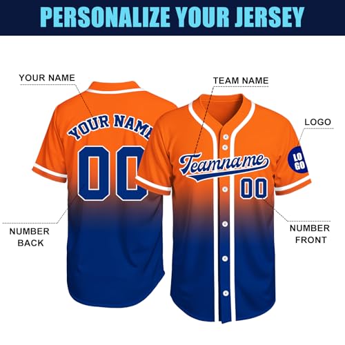 Image of Custom Baseball Jersey Personalized Stitched or Printed Name Number Baseball Shirt Sports Uniform Gifts for Men Women Youth