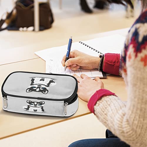 Image of Pardick Husky Dog Big Capacity Pencil Pen Case Cute Dog Large Pencil Pouch with Zipper Compartments Pencil Bag for Boys Girls Adults Student Office School Supplies