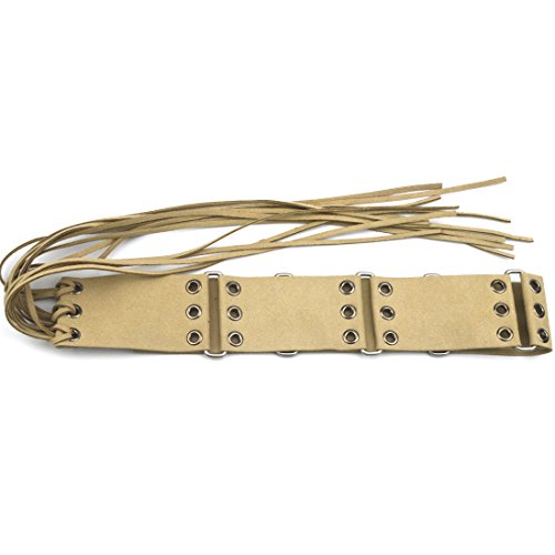 Retro Women Belt Wide Waist Belt Women's Dress Tassel Belt Knotted Decorated Khaki3