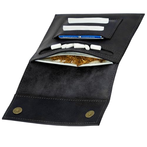 Simaru Blague à tabac en cuir italien, noire