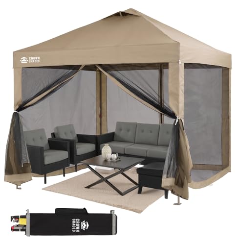 CROWN SHADES 10x10 Pop Up Canopy with Mosquito Net