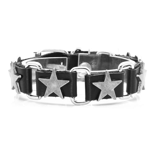 Punk Rock Alloy Stars Studded Wristband Pu Leather Arm Cuff Bracelet