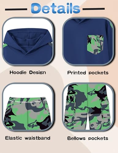 Image of mksodopy Boys Clothes Long Sleeve Hoodie and camouflage cargo pants Boy Outfits for 6-16 Years