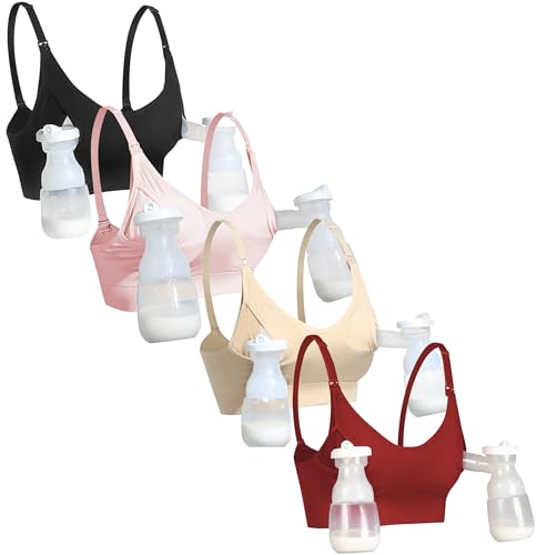 Image of GXXGE Nursing Bra Support Pumping Bra Hands Free All in One Maternity Bra Comfortable Breast No Pad Pumps Bra