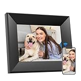 BWJBSW Cornice Digitale 8 pollici WiFi Smart Cloud Cornici Elettronica in Legno, HD IPS Schermo Touch da 1280x800, 16GB di Memoria, Auto Rotazione, Condividi Foto e Video con la Famiglia e Amico