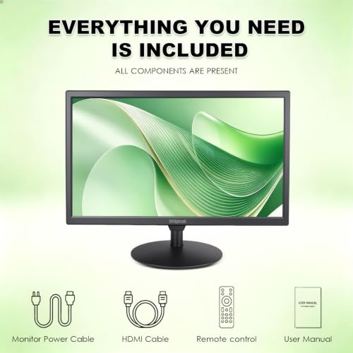 Image of SKitphrati 20 Inch PC Monitor 1600x900 Screen Display with HDMI VGA BNC AV Ports, VESA Mounting, LED Monitor for PC, Laptop and Computer, Built-in Speaker