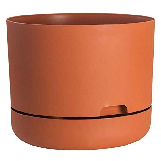 Rugg Round Self Watering Planter with Built in Saucer, UV Resistant Polyresin Pot, 12” (Terra Cotta)