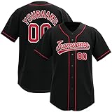 Custom Baseball Jersey Stitched/Printed Personanlized Button Down Shirts Sports Uniform for Men Women Youth Black16