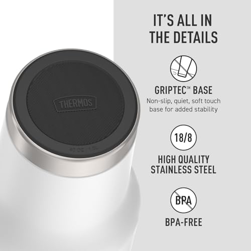 Image of THERMOS 40 oz Stainless Steel Cupholder Mug w /Straw - White