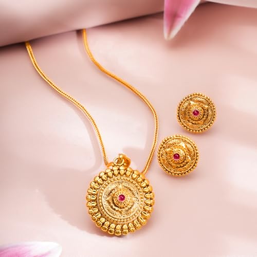 Image of Rubans Temple Necklace Set Traditional Stylish Jewellery Gift for Women & Girls