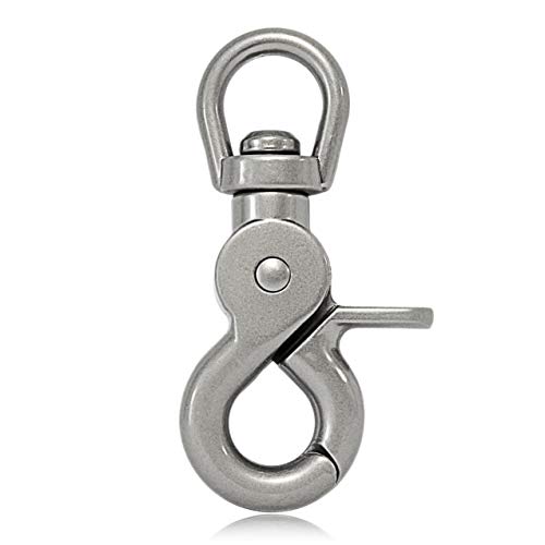Ganzoo © Scheren-Karabiner Haken mit Dreh-Gelenk/Dreh-Kopf für Hunde-Leine/Hals-Band 2er Set, legierter Stahl 61 mm Länge, auch für Paracord 550 / Schlüssel-Anhänger, Farbe: Silber matt