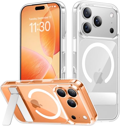 SPIDERCASE Magnetic for iPhone 17 Pro Max Case,with [3 Stand Ways] [Military Grade Drop Protection] with Invisible Stand Shockproof Slim Case for iPhone 17 Pro Max 6.9 inch,Clear