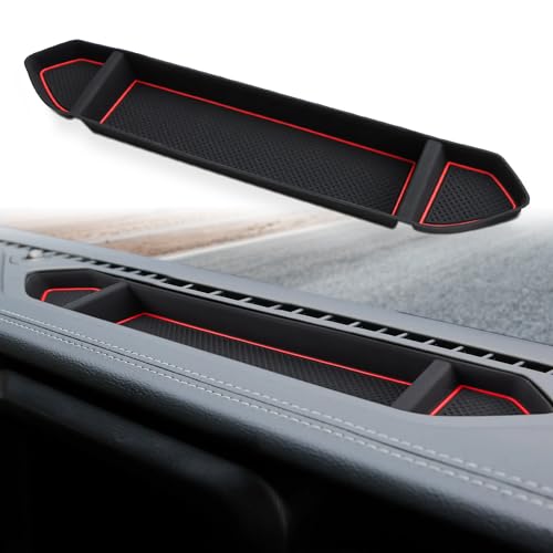 Auovo Silicon Organizer Tray Mat Compatible with 2018-2023 Wrangler JL JLU 2020-2023 Gladiator JT Accessories Center Console Pads Organizer Tray Trim Car Interior Decoration Trim(Red)
