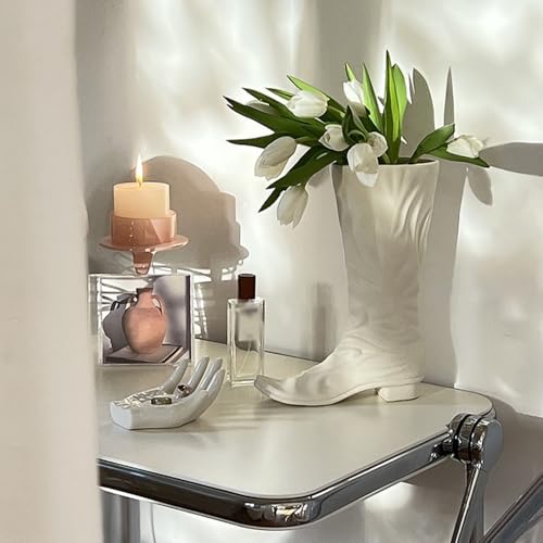 Vase botte blanche pour fleurs de table