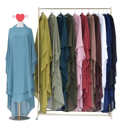 Boedaty Women's Elegant Muslim Chiffon Long Khimar Ramadan Lightweight Abaya Jilbab Eid Prayer Garment Wrap Hijab4