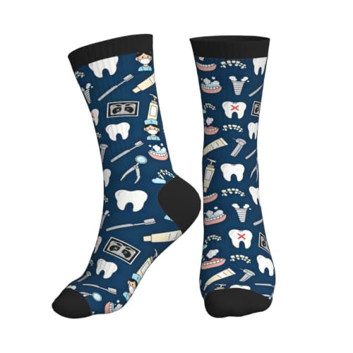 Lcokin Dental Funny Athletic Sport Novelty Crew Socks Casual Crazy Dress Socks Gifts For Men Women
