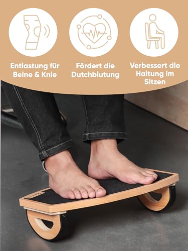 UNITURE® Ergonomische Holz Fußstütze Schreibtisch [Für bessere Sitzhaltung] Fußbank, Fußablage Schreibtisch, Fussbank, Foot Rest, Fussstütze Unterm Schreibtisch, Fußhocker, Footrest
