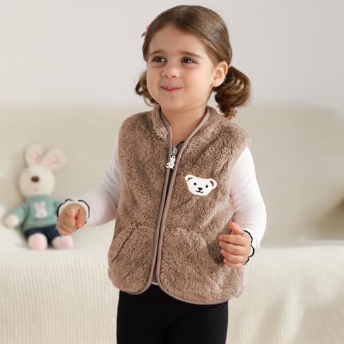 Baby Boys Girls Fleece Vest Zip Up Cute Bear Jackets Fuzzy Fall Winter Warm Clothes Newborn Outwear for Toddler Infant4