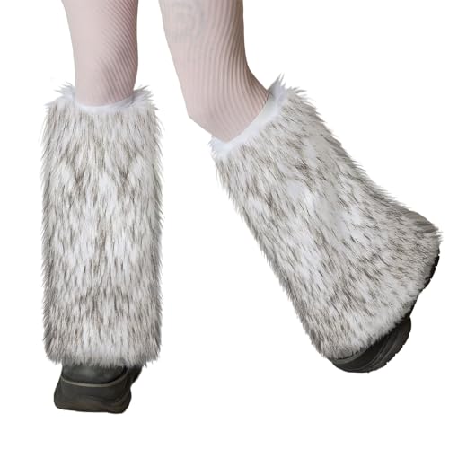 XEPST Jambières en Peluche pour Femme, Jambes en Fourrure d'hiver Manchettes, Couvre-jambes Doux et Sexy en Fourrure, Longues Bottes Manchettes pour Femmes...